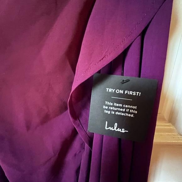 Lulu’s “Plum”/burgundy lace up maxi dress with slit - Picture 4 of 6